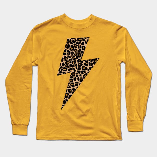 Preppy Leopard Print Lightning Bolt Long Sleeve T-Shirt by OneThreeSix